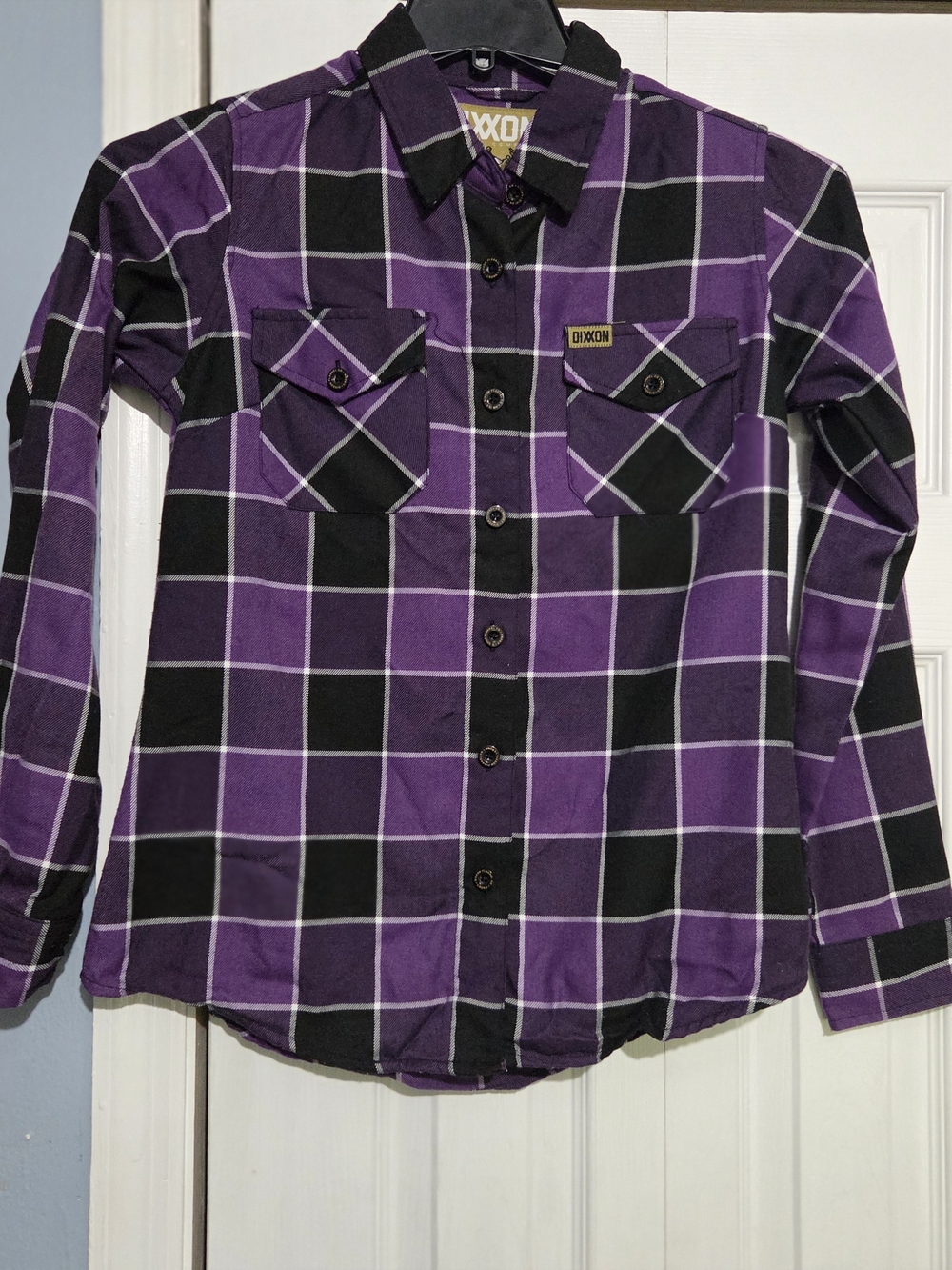 DIXXON The Crown Purple and Black Plaid Shirt with Gold Logo Tag